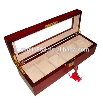 6 grid wooden watch display box with matt finish