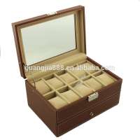 New product 10 slots leather wooden storage watch box with a drawer