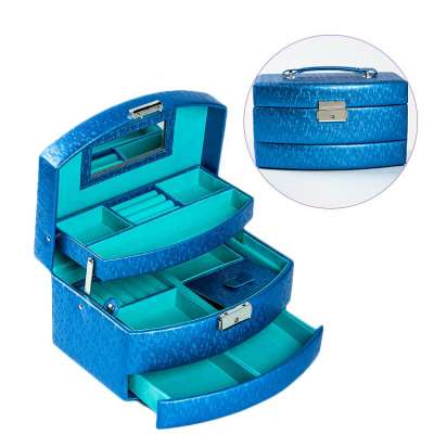 Made in China Top Sale Unique Design Jewelry Boxes with Key Lock and Makeup Mirror